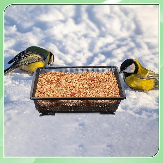 Nuogo 4 Pcs Ground Bird Feeder Tray 7 Inches Platform Bird Feeder for Outside Metal Squirrel Feeders Rust Resistant Mesh Seed Tray Garden Yard Decoration for Outdoor Wild Dove(Square)