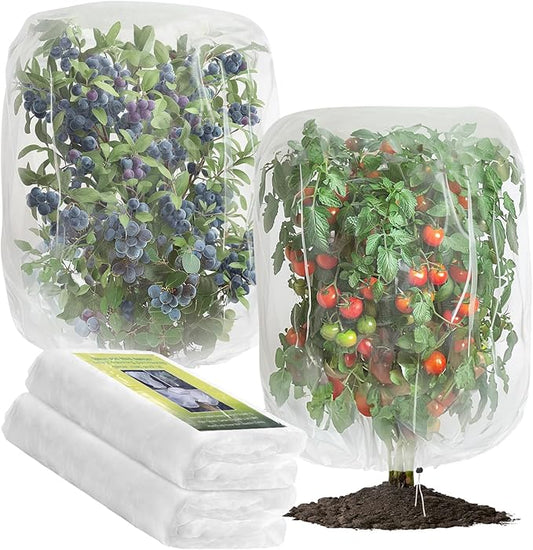 2 PCS Garden Plant Netting Cover for Fruits Tree, Garden Netting Pest Barrier with Drawstring 6 x 6.6 ft Insect Bird Barrier Netting for Garden Protection Tomato Blueberry Bush Netting Cover Bag