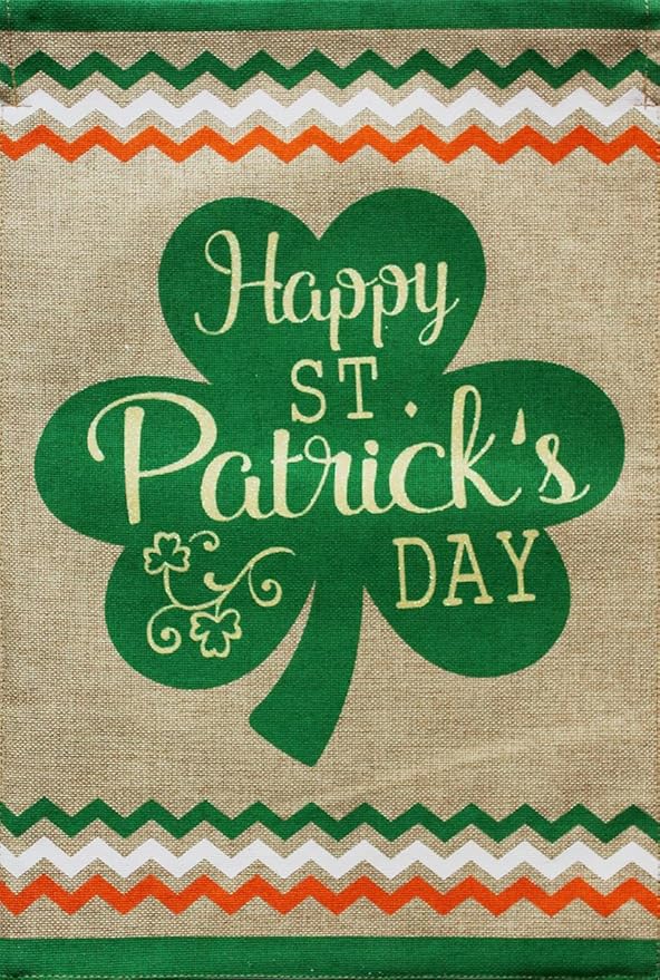 St. Patrick's Day Clover Burlap Garden Flag Shamrock 12.5" x 18" Briarwood Lane