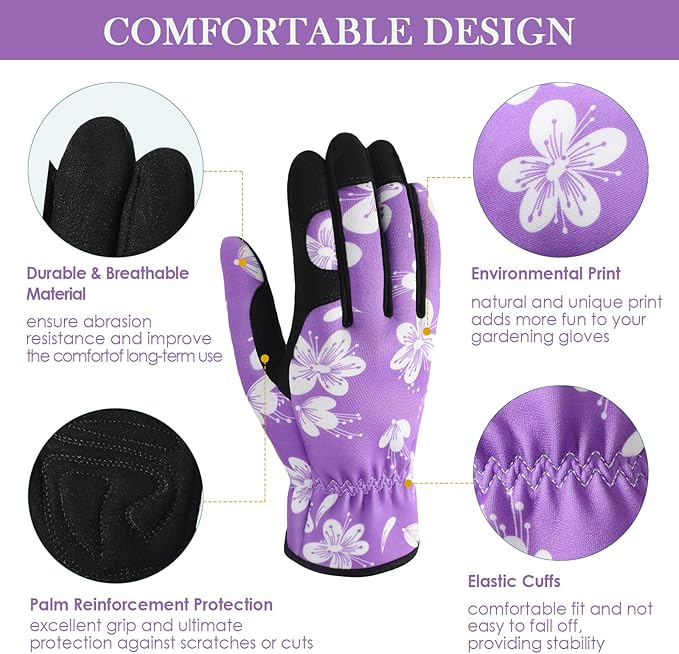 Trifabricy Gardening Gloves for Women, Breathable Leather Garden Gloves with Grip, Thorn-Proof Puncture-Resistant Work Gloves