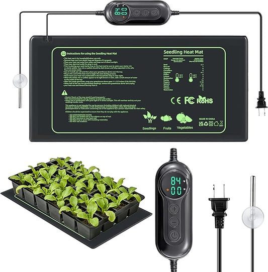 Seedling Heat Mat with Thermostat Controller for Plants Heating Pad Seed Starting Heating Warming Pad Temperature and Auto Off Timer Waterproof Warmer Fermentation Indoor Greenhouse Heater