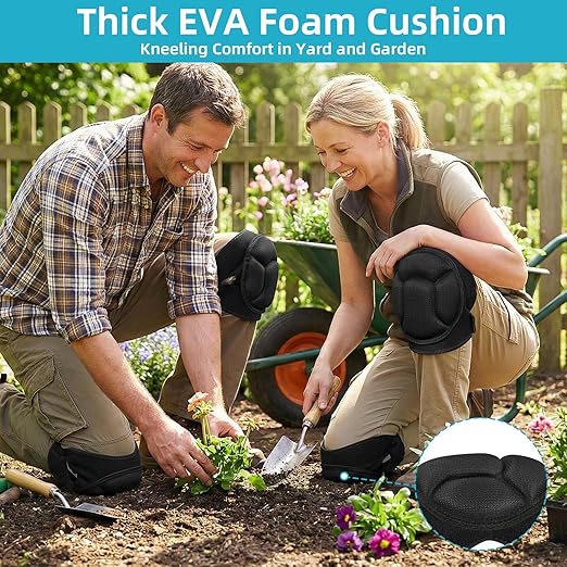 Knee Pads for Cleaning Floors & Gardening, One Size L Fits Most with Adjustable Straps, Soft EVA Foam Cleaning Knee Pads for Women & Men, Non-Slip Kneepads for Housework, Gardening, Yard & Flooring (1 Pair)