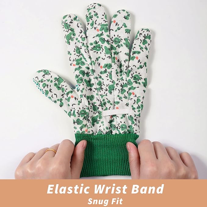 DOFOWORK Gardening Gloves - 4 Pair Garden Gloves for Women, Soft Womens Gardening Gloves Floral Cute Garden Gloves