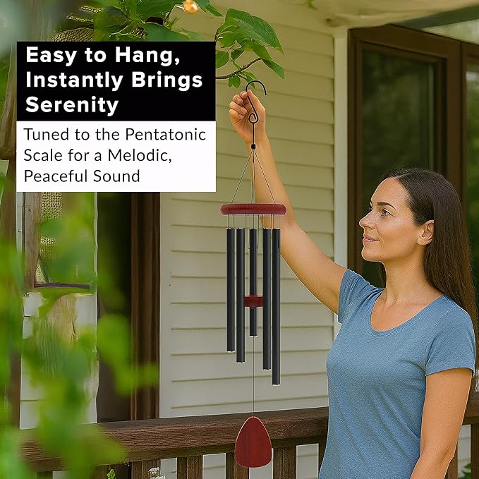 Wind Chimes for Outside - 37" Large Deep Tone Wind Chimes, Elegant Black Aluminum Windchimes Outdoors, Memorial Gift for Mom, Garden & Patio Decor