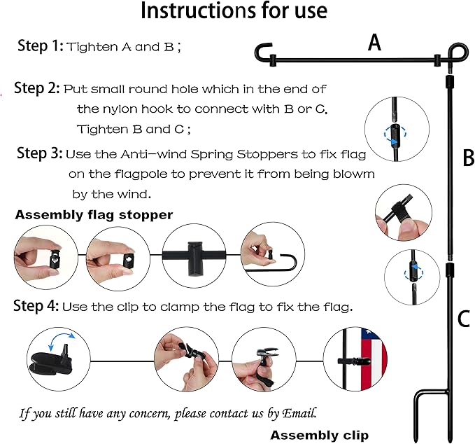 HOOSUN Garden Flag Stand,Premium Garden Flag Holder Pole Metal Powder-Coated Weather-Proof Paint with Graden Flag Clip and Spring Stoppers Without Flag Garden Decorations