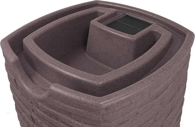 Good Ideas Impressions Riverwalk Rain Water Collection Barrel, Red Brick, 50 Gallon - Faux Slate Rock Rainwater Catcher, Plastic Storage Drum with Dual Robust Metal Spigots & Fine Mesh Screen