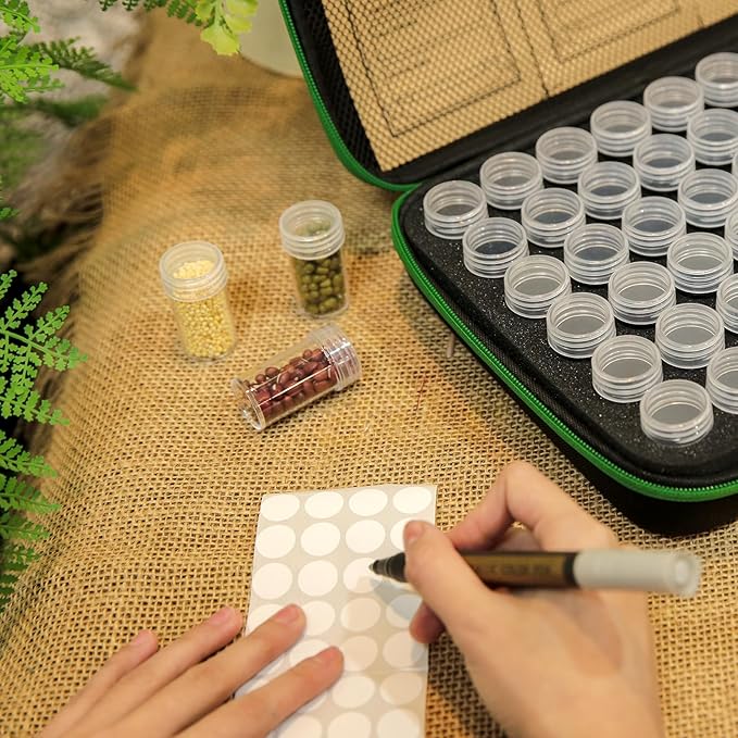 120 Slots Seed Storage Organizer Box, with 20 Seed Envelopes and Small Tool, Sturdy Seeds Saving Seed Bank Container Kit (Seeds not Included)