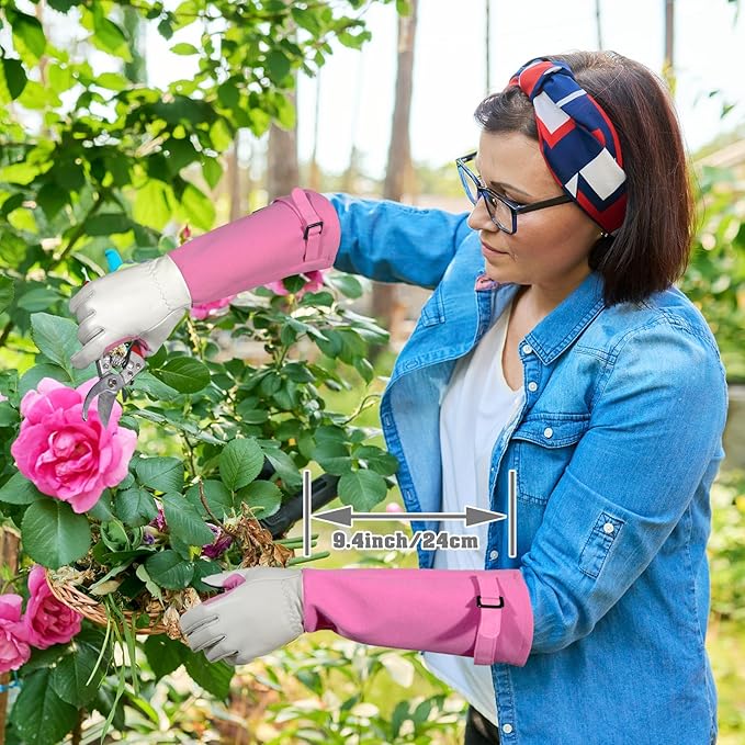 Long-Gardening-Gloves for Women/Men - Thorn Proof Rose Pruning Gloves Heavy Duty Gauntlet, Best Garden Gifts for Gardener-S