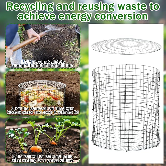 6PCS Inground Worm Composter, 11.8x11.8 Inch Outdoor Metal Compost Bin for Garden Beds Detachable Vermicomposting Bin for Recycling Kitchen Food Waste