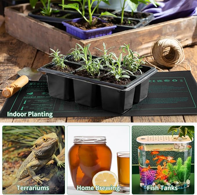 Seedling Heat Mat 4 Pack Durable Waterproof Plant Heating Pad 10"x 20.75" for Germination, Indoor Gardening, Greenhouse