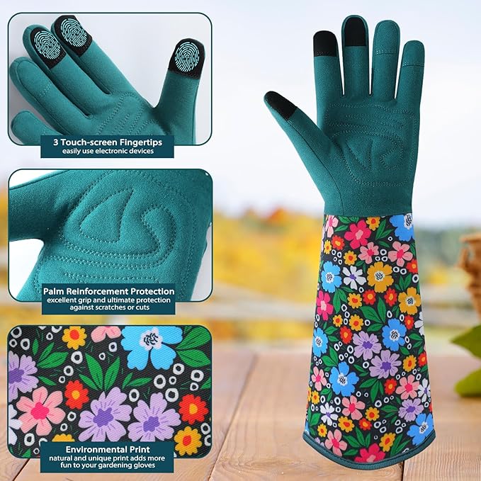 Trifabricy Gardening Gloves for Women - Long Garden Gloves with Grip Breathable, Thorn-Proof Puncture-Resistant Work Gloves