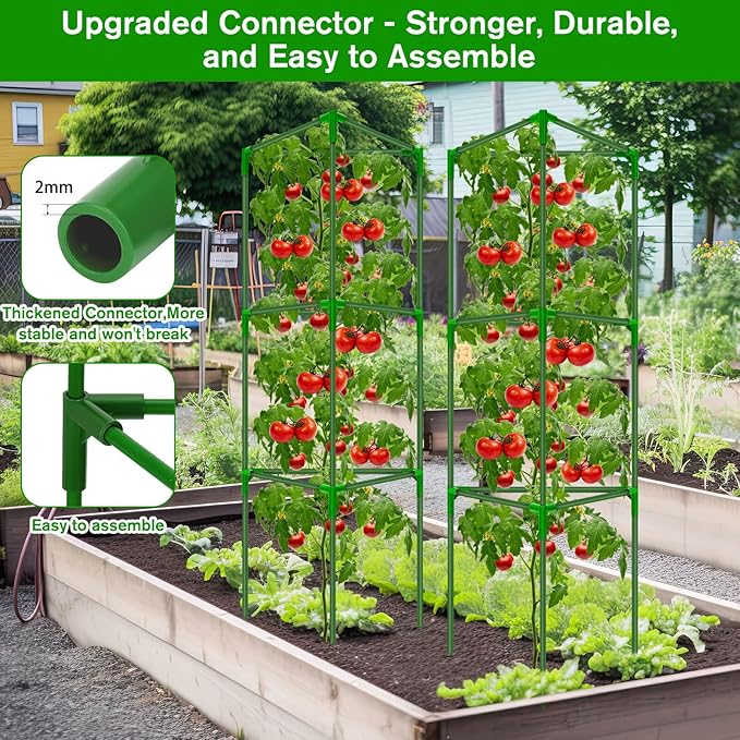 8 Pack Tomato Cages for Garden, Tomato Cage Trellis, Garden Cage Heavy Duty Tomato Stake Support, Gardens Stakes Plant Cage for Pots Plants Vegetables