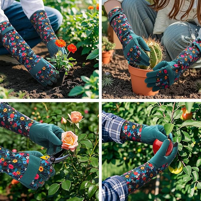 Trifabricy Gardening Gloves for Women - Long Garden Gloves with Grip Breathable, Thorn-Proof Puncture-Resistant Work Gloves