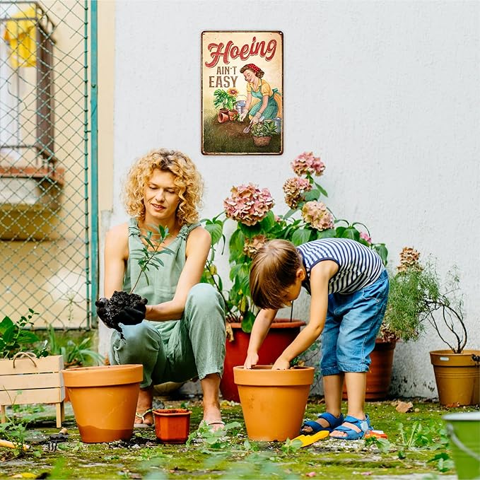 Gardening Gifts for Women, Plant Lovers, Gardeners - Plant Gifts - Garden Sign - Vintage Gardening Metal Signs for Outdoor - Home Outside Greenhouse Decor Garden Signs - 12''x8'' Metal Sign