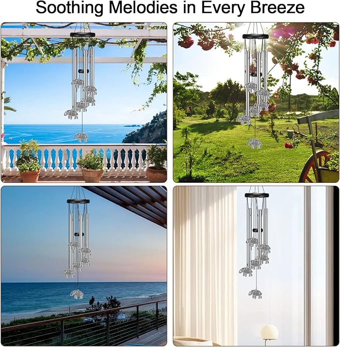 Windchimes Outdoors Clearance, Door Chime Wind Chimes for Outside Sympathy Wind Chimes for Patio Decoration, Garden Decor. Zen Garden Decor（Elephant）