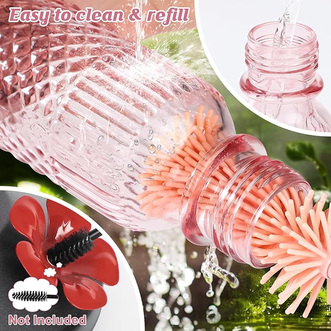 FEED GARDEN Glass Hummingbird Feeder for Outdoors Hanging, 16 OZ Humming Bird Feeders with 4 Bee Guard Feeding Ports & Built-in Ant Moat, Hummingbird Gifts for Mom Bird Feeder for Outside, Pink,2 Pack