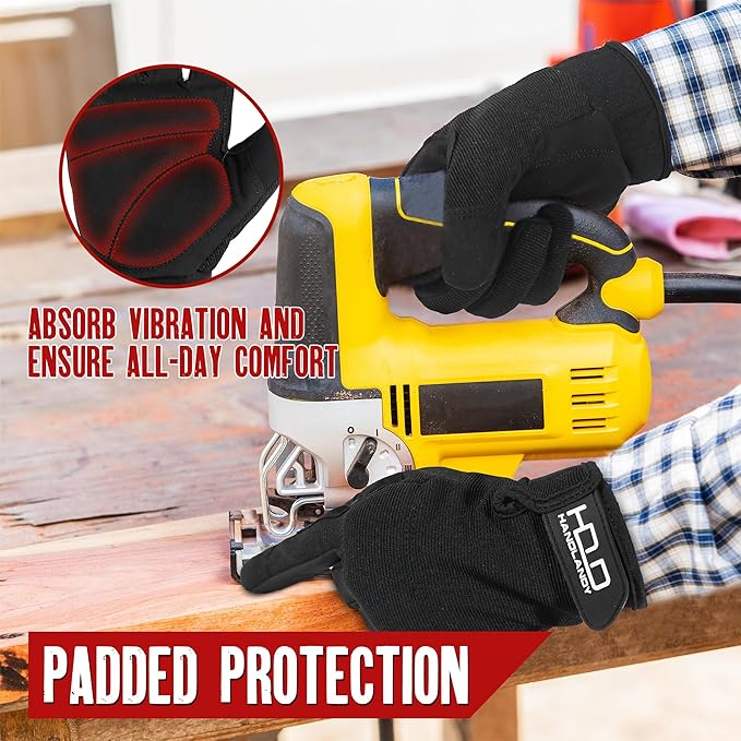 HANDLANDY Work Gloves for Men & Women, Utility Mechanic Working Gloves Touch Screen, Flexible Gardening Gloves for Yard