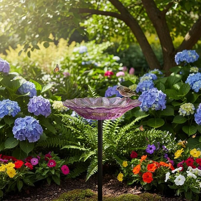 2 Pack Bee Watering Station Glass Flower Bee Bath Feeder for Garden Butterfly Bath Bowl for Outdoor Garden Yard Decor to Attract Insect
