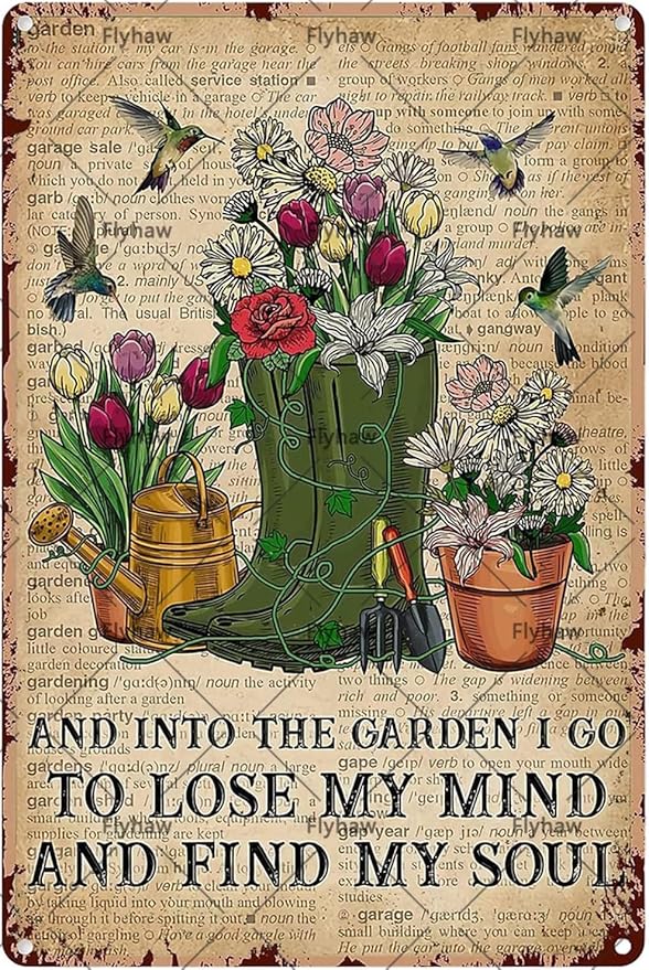 I Go To Lose My Mind And Find My Soul Metal Poster Tin Sign Garden Decor Funny Garden Signs For Outside Yard 8x12 Inch