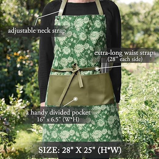 Colwelt Gardening Foam Kneeling Pad Set 3pcs, Gardening Gifts for Women Gardeners, Elegant Pattern Garden Protection Tools Set, Charming Garden Accessories(Extra Thick Kneeling Mat, Apron, Gloves)