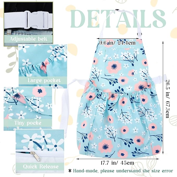 2 Pcs Gardening Apron with Release Pockets, Christmas Gifts for Women, Floral Apron for Harvesting Garden