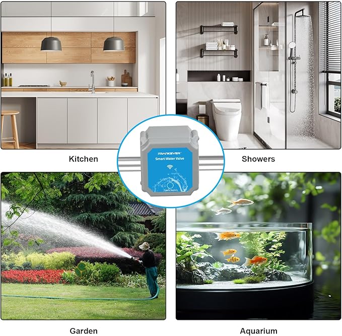 DN20 Smart Water Valve 3/4 Inch Smart Water Management System WiFi Remote Control Faucet Timer for Hose, Sprinkler Water Timer, Auto Watering for Plants , Home Water Protection Systems (DN20(3/4"))