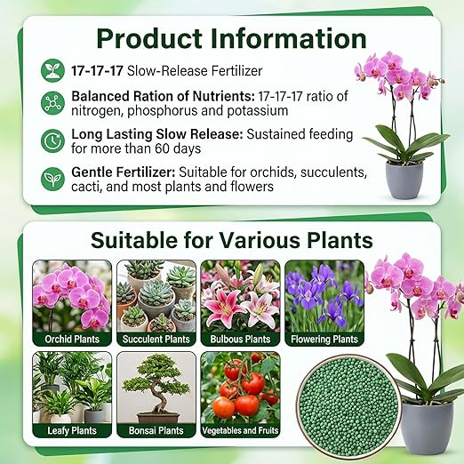 11.28OZ Slow Release Fertilizer - 17-17-17 Organic Plant Food All Purpose Plant Fertilizer for Most Potted,Fruit & Vegetable,Bulbs,Flowering,Leafy Plants Indoor & Outdoor Garden Fertilizers