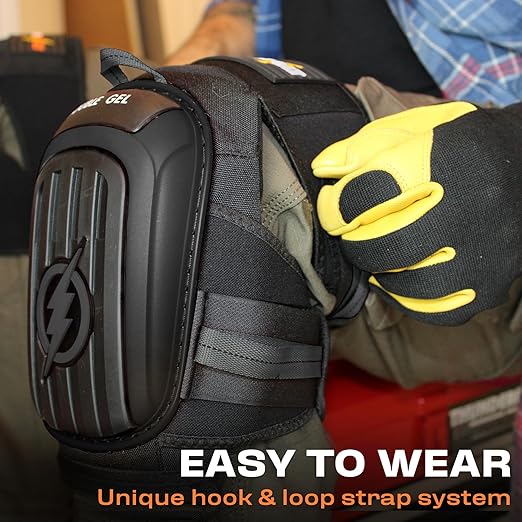 Thunderbolt Knee Pads for Men Construction Knee Pads for Work for Men and Women with Double Gel for Gardening Flooring Roofing Heavy Duty with Extra Thick Foam and Strong Adjustable Non-Slip Straps
