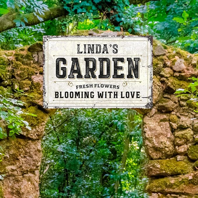 Custom Garden Sign, Personalized Rustic Name for Backyard Décor Sign, 12x18 Inches, Rust Free .063 Aluminum, Fade Resistant, Made in USA by Sigo Signs
