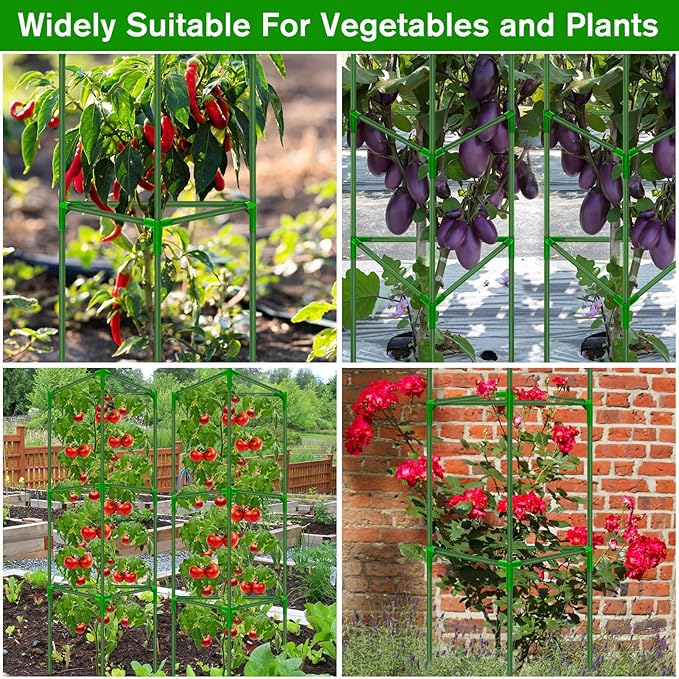 8 Pack Tomato Cages for Garden, Tomato Cage Trellis, Garden Cage Heavy Duty Tomato Stake Support, Gardens Stakes Plant Cage for Pots Plants Vegetables