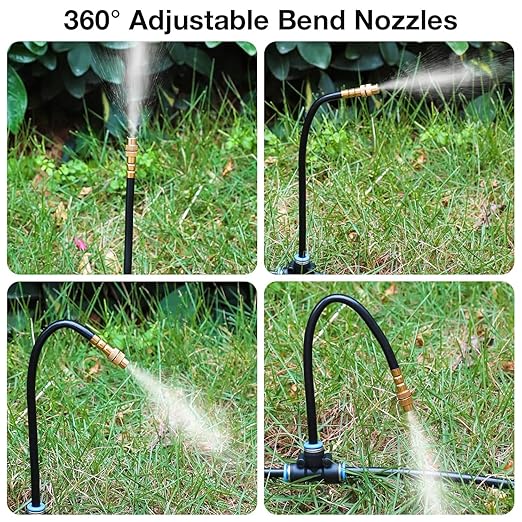 MIXC 2026-Upgrade Drip Irrigation System, No 1/4 Pipe, only 6pcs Adjustable Copper Nobbles and 6pcs Quick Connectors