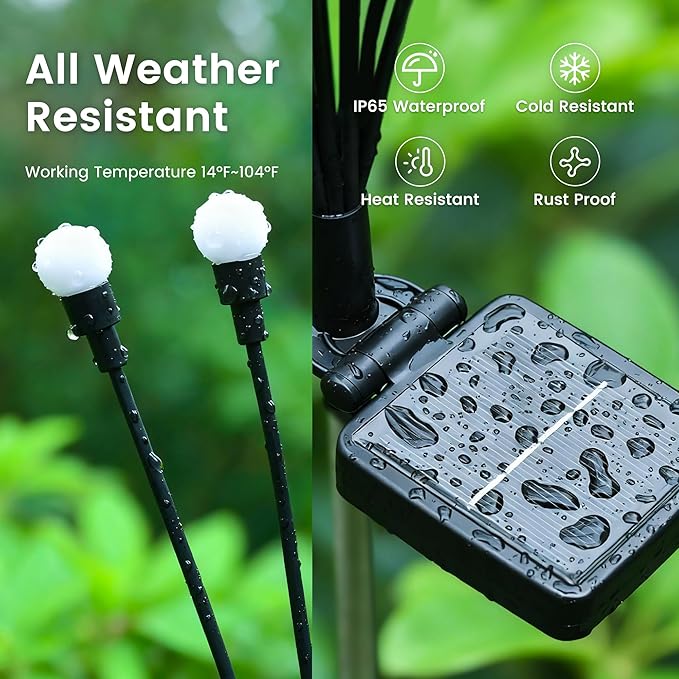 Solar Christmas Decorations, 120 LED Firefly Solar Christmas Lights Outdoor Waterproof, Garden Lights for Yard Porch Patio Decor (12 Pack)