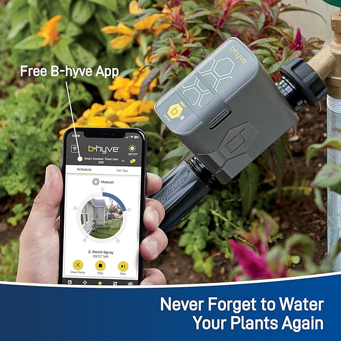 Orbit 21207 B-hyve Gen 2 Smart Hose Watering Timer, 4-Pack with Wi-Fi Hub and Hose Y Splitter