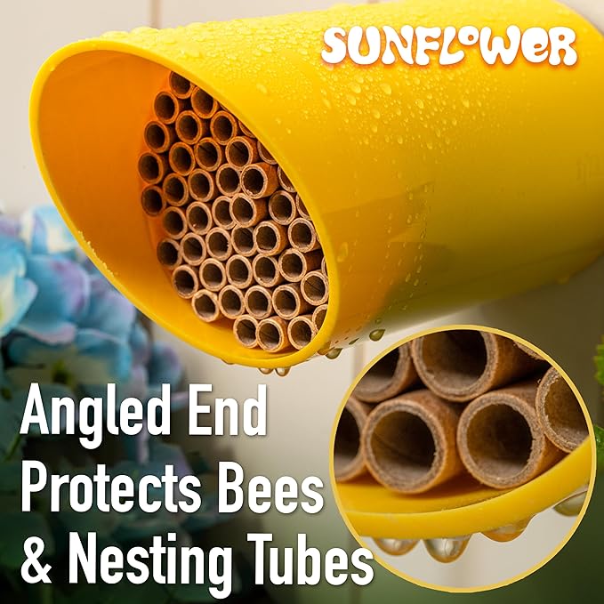 Rivajam Color Splash Mason Bee House - Vibrant & Strong Waterproof Bee Hotel & Insect Habitat - Mason Bee Tubes Filled Bee Houses for The Garden - Pollinator House Bug Hotel Gardening Gifts