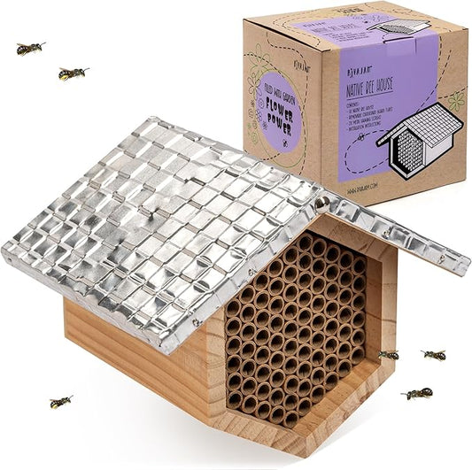 Rivajam Beekeeper Pro Mach II Mason Bee House - Strong + Waterproof Bee Hotel & Insect Habitat - Replaceable Mason Bee Tubes Filled Bee Houses for The Garden - Pollinator House Gardening Gifts