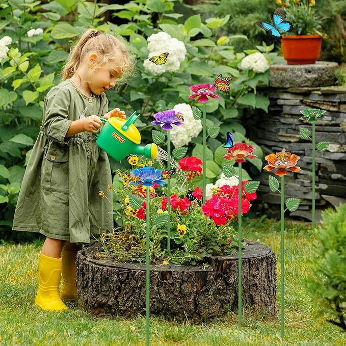 6 Pack Bee Watering Station - Flowers Butterfly Feeder, Bee Water Feeders for Outside, Metal Garden Decor, Bee Baths for Garden Yard Patio