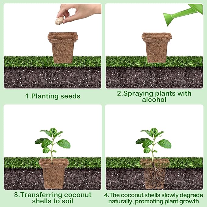 24pcs Coco Coir Plant Pots Biodegradable Seed Starter Cups, Coco Peat Seedling Cups Plant Nursery Cup Organic Coir Peat Pots for Seedlings, Herbs, Indoor/Outdoor Gardening