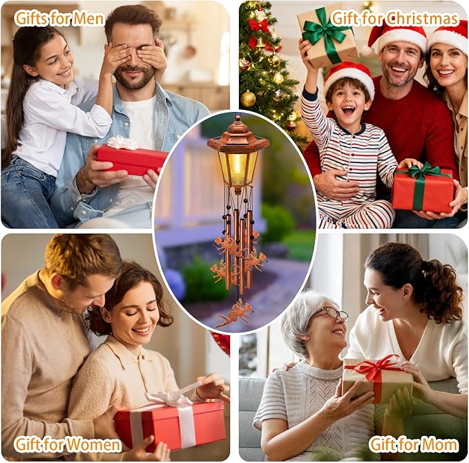 Large Solar Moon Fairy Wind Chimes with Wind Catcher/Solar Decor Light to Create a Zen Atmosphere Suitable for Outdoor, Garden, Patio Decor Classic Bronze Wind Chimes as A Memorial Gift for Unisex
