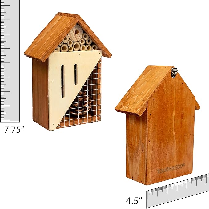 Bug Bungalow Bee, Bird, Ladybugs & Butterfly - Hanging Wooden Bird House,Outdoor Birdhouse for Hummingbirds, Bluebirds and Finch Cardinals, Songbirds, Birdhouse Nesting House for Wild Bird Watching