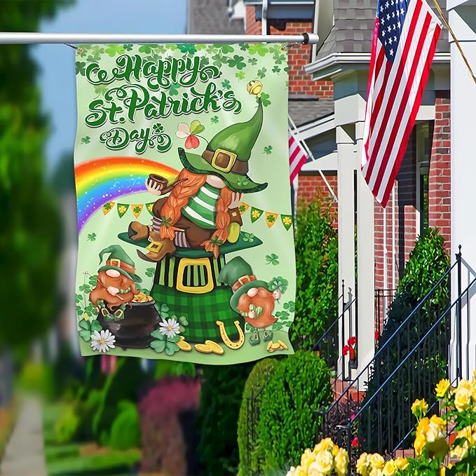 St Patrick's Day Flags for Outside 3x5 Ft Double Sided Irish Lucky Shamrocks Party Flags Durable Polyester St. Patrick's Day Signs for House Indoor Yard Holiday Decoration