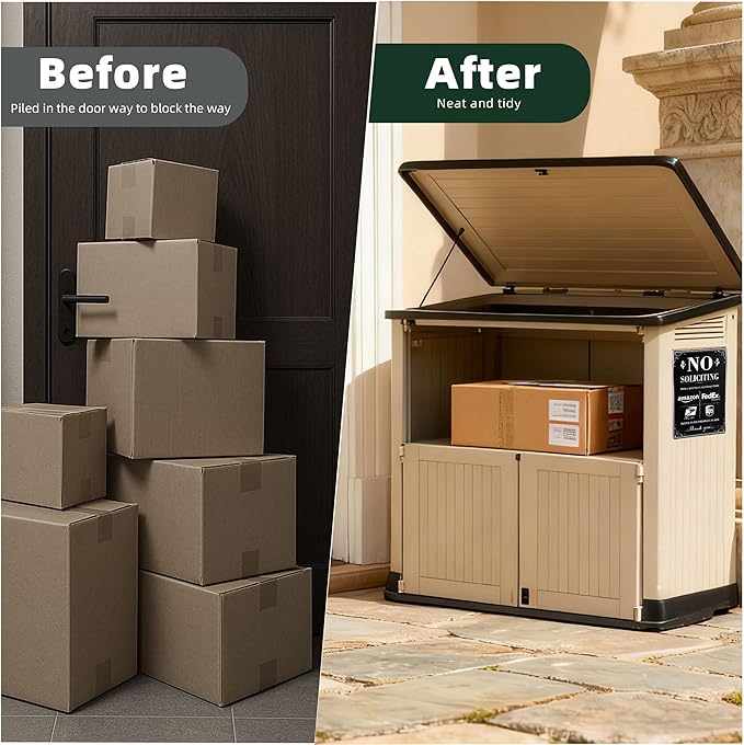 NO SOLICITING Decorative Sign Chic Metal Delivery Sign for Outdoor Yard Front Door or Indoor office Room Wall Decor to Discourage Unwanted Visitors- PLEASE PLACE PACKAGES IN BOX (Color01)
