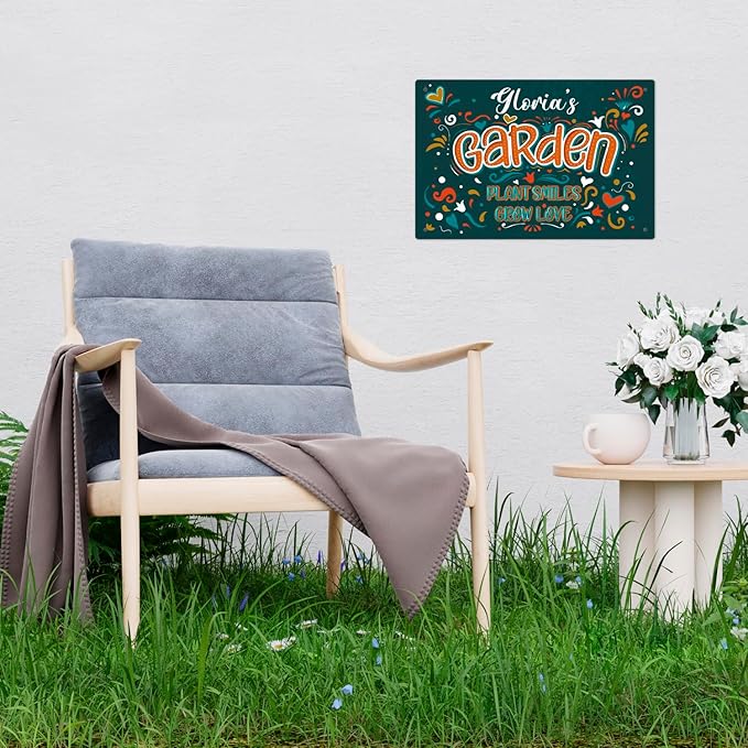 Custom Garden Signs, Personalized Sign For Garden, Mom, Her Or Girlfriend Sign, 12x18 Inches, Rust Free .063 Aluminum, Fade Resistant, Made in USA by Sigo Signs