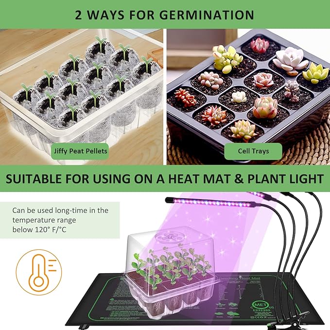 YAUNGEL Seed Starting Trays, 10 Pack 120 Cells Thicken Seed Starter Tray Kit with Humidity Dome/Heightened Lids Durable Growing Trays for Greenhouse & Gardens, Transparent