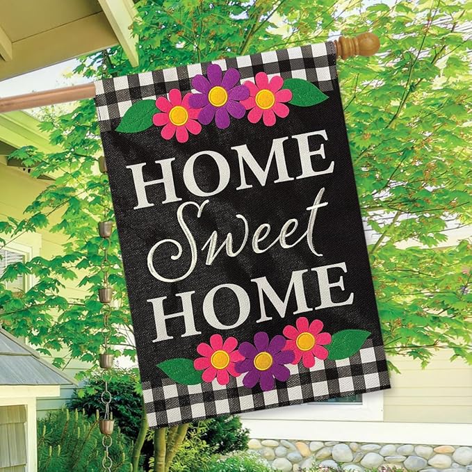 Home Sweet Home Flowers Everyday Burlap House Flag 40" x 28" Briarwood Lane
