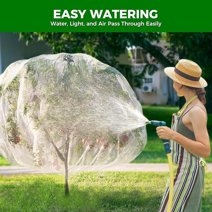 Fruit Tree Netting with 2-Way Zipper & Drawstring - 4'x6' Garden Plant Net Pest Barrier to Prevent Cicadas Bird Squirrel Deer - Bug Protection for Blueberry Tomato with Fine Mesh Insect Cover (2 Pack)