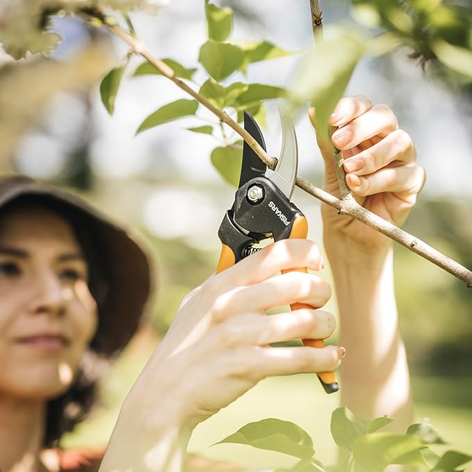 Fiskars Bypass Pruning Shears, 5/8-Inch Cut Capacity SoftGrip Hand Pruner for Small Hands, Blade Stays Sharp Through Heavy Use with Rust Resistant, Low-Friction Coating