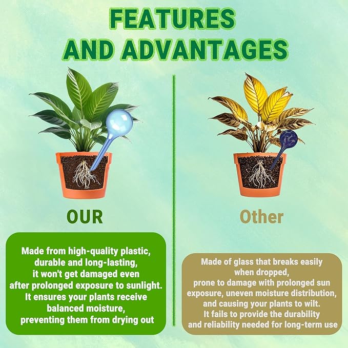2 Pack Small Self-Plant Watering Globes – Automatic Plant Waterer Bulbs, Plant Watering System for Indoor and Outdoor Potted Houseplants, Plant Watering Devices (Blue, Small Size)