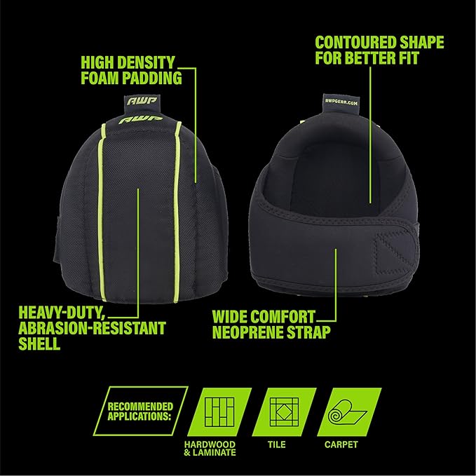 AWP Pro Flooring Knee Pads | Professional Grade Work Knee Pads with High-Density Foam Padding for All-Day Comfort | One Size