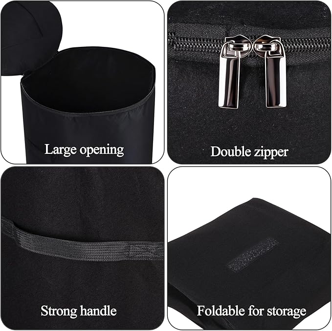 Compost Bins Outdoor with Observation Windows, 34 Gallon Reusable Home Compost Bucket for Outside Garden, Backyard, Heavy Duty Nonwoven Fabric Yard Waste Bag (1 Pack, Black)