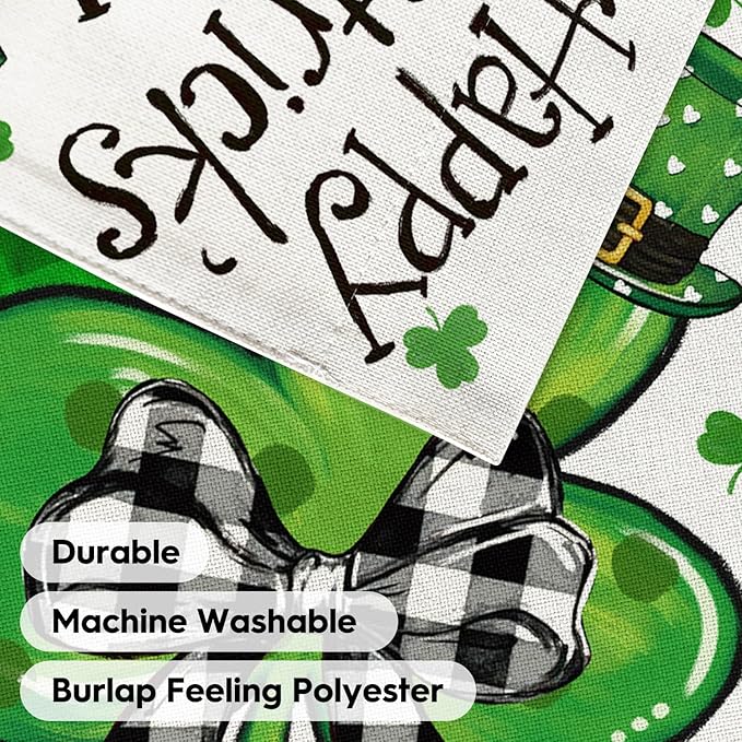 AVOIN colorlife Happy St Patricks Day Garden Flag 12x18 Inch Double Sided Outside, Lucky Shamrocks Clovers Holiday Yard Outdoor Flag